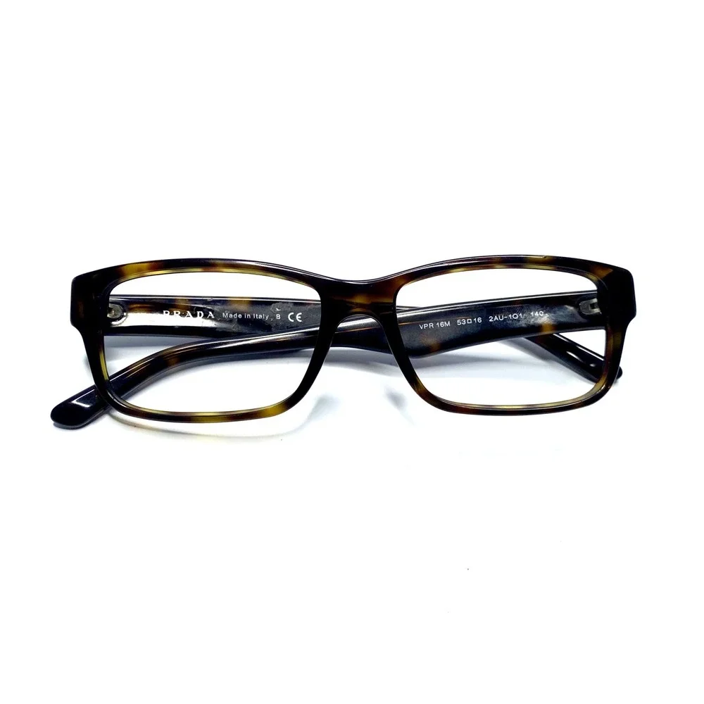 Prada Brown Tortoise Rectangular Glasses Italy VPR16M 2AU 101 53 16 140